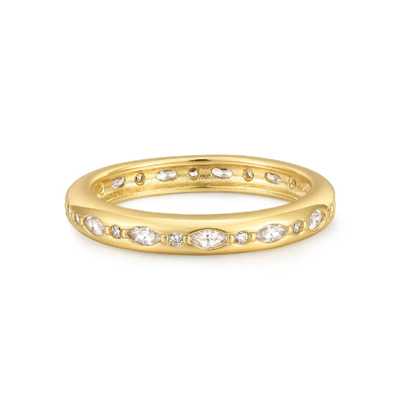 Ladies rings heritage inspired rings-Gold Vermeil Multi CZ Channel Ring