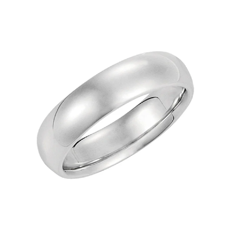 Ladies rings summer vibe designs-5mm Domed Comfort Fit Wedding Band in Platinum