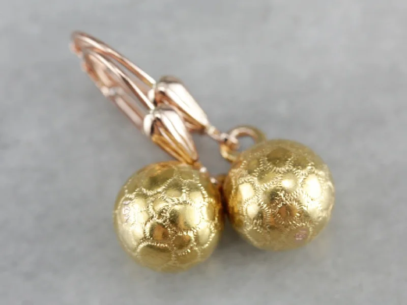 Ladies earrings spinning stud styles-Textured Gold Drop Earrings