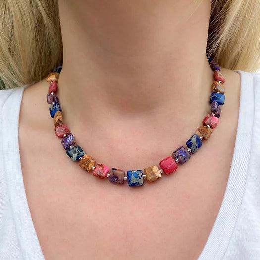 Ladies necklaces travel-friendly designs-Carrie Elspeth Multicoloured Jasper Pillows Full Necklace