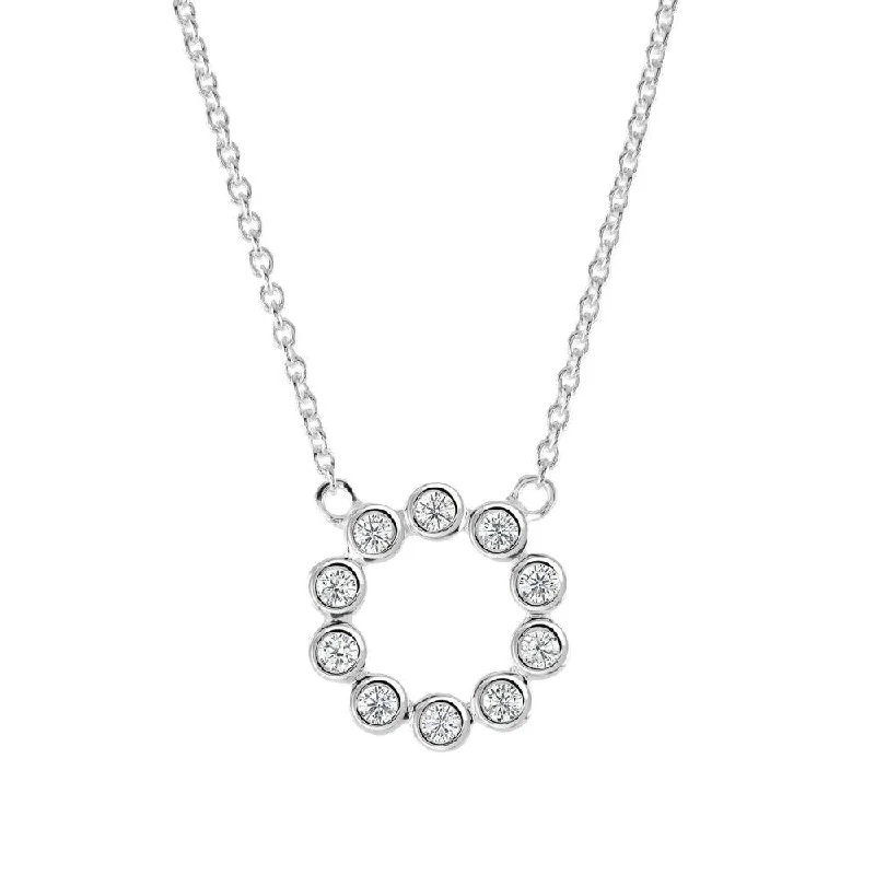 Ladies necklaces adjustable fit necklaces-Open Circle Round Cubic Zirconia Necklace