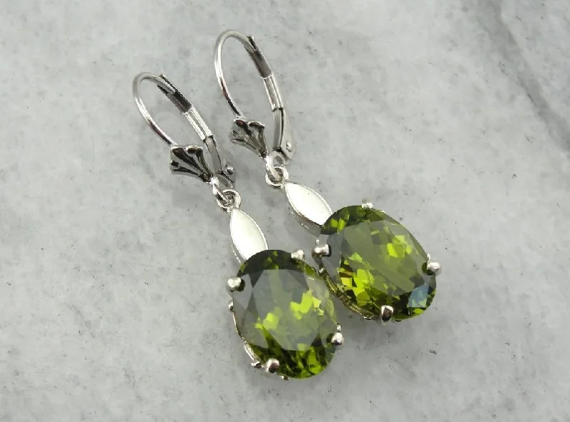 Ladies earrings trendy fashion picks-Most Olive: Deep Green Peridot Drop Earrings