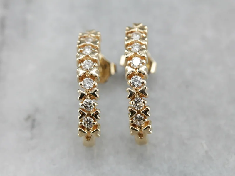 Ladies earrings soft touch styles-Diamond Drop Earrings in Yellow Gold