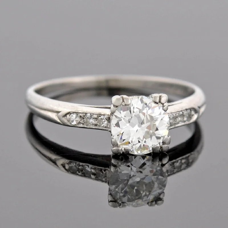 Ladies engagement rings timeless halo designs-Retro Platinum Diamond Engagement Ring 0.68ct