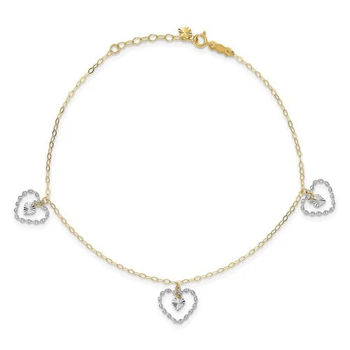 Ladies bracelets industrial style designs-Ladies bracelets industrial style designs-Two Tone Heart Bracelet (14K)