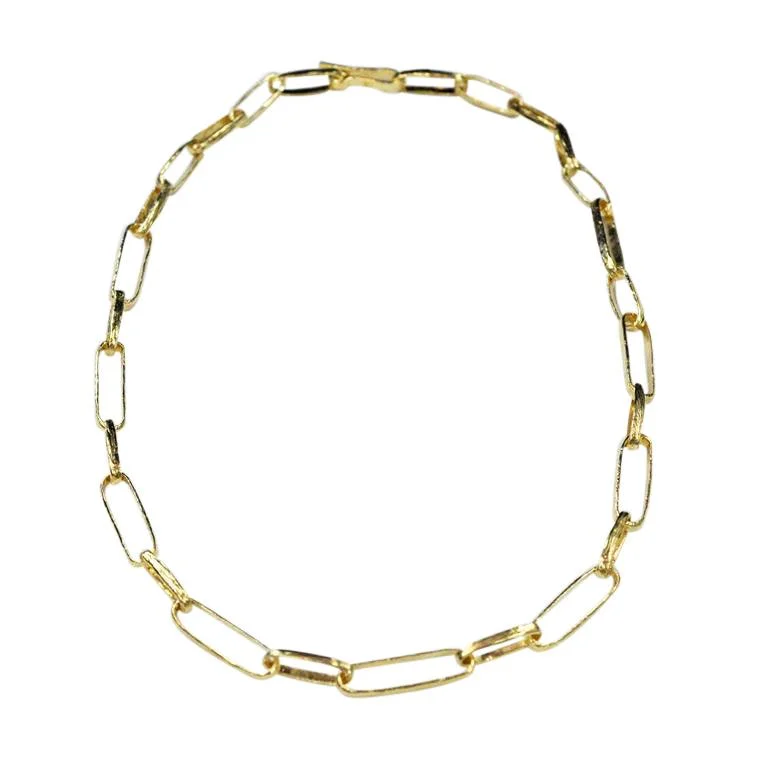 Ladies necklaces art deco elegance-Saphirim Oval Link Necklace - 18ct Gold Vermeil