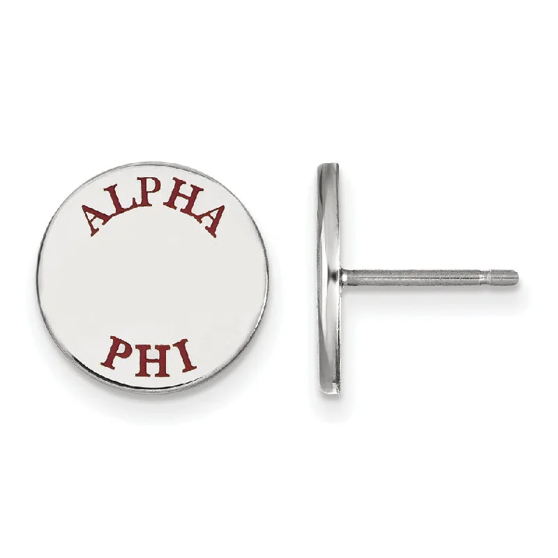 Ladies earrings celebrity style trends-Sterling Silver Alpha Phi Red Enamel Post Earrings