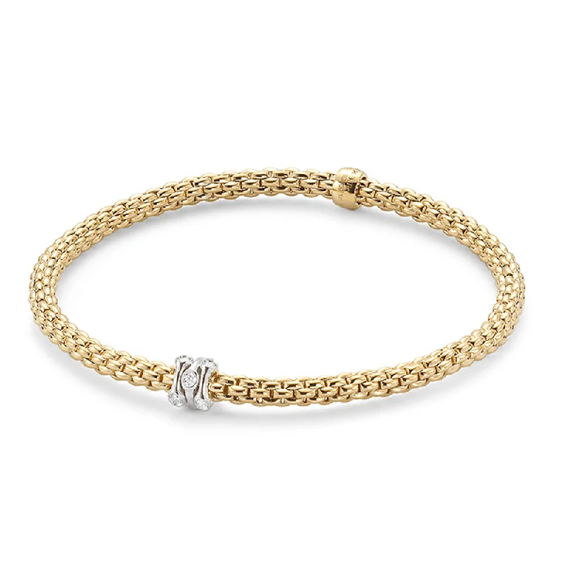 Ladies bracelets avant-garde designs-Ladies bracelets avant-garde designs-Prima 18ct Yellow Gold Bracelet With Diamond Set Rondel