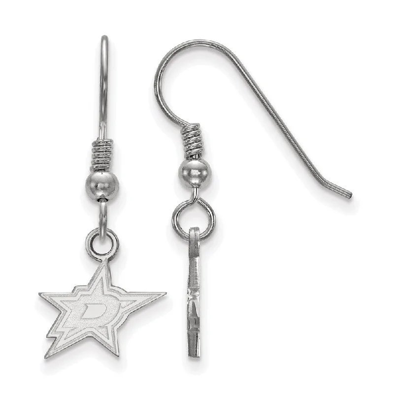 Ladies earrings low maintenance styles-Sterling Silver NHL Dallas Stars XS Dangle Earrings