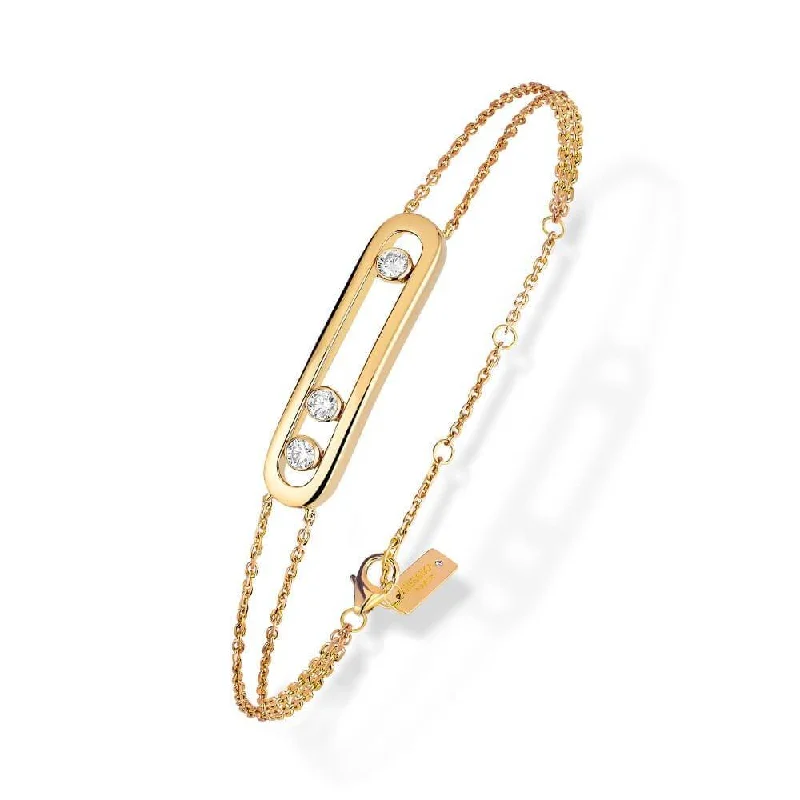 Ladies bracelets pearl detail styles-Ladies bracelets pearl detail styles-Move Classique 18ct Yellow Gold Diamond Set Bracelet