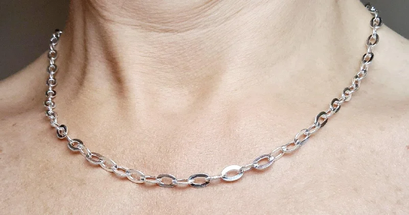 Ladies necklaces artisan metalwork designs-41-46cm Sterling Silver Belcher Chain Necklace