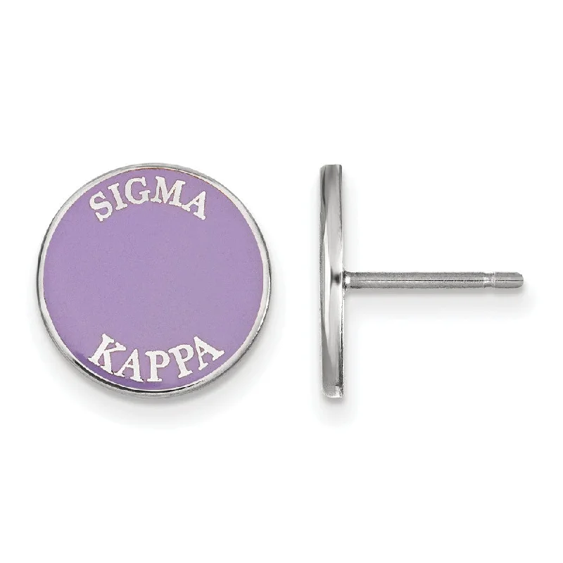 Ladies earrings scratch-resistant styles-Sterling Silver Sigma Kappa Enamel Disc Post Earrings