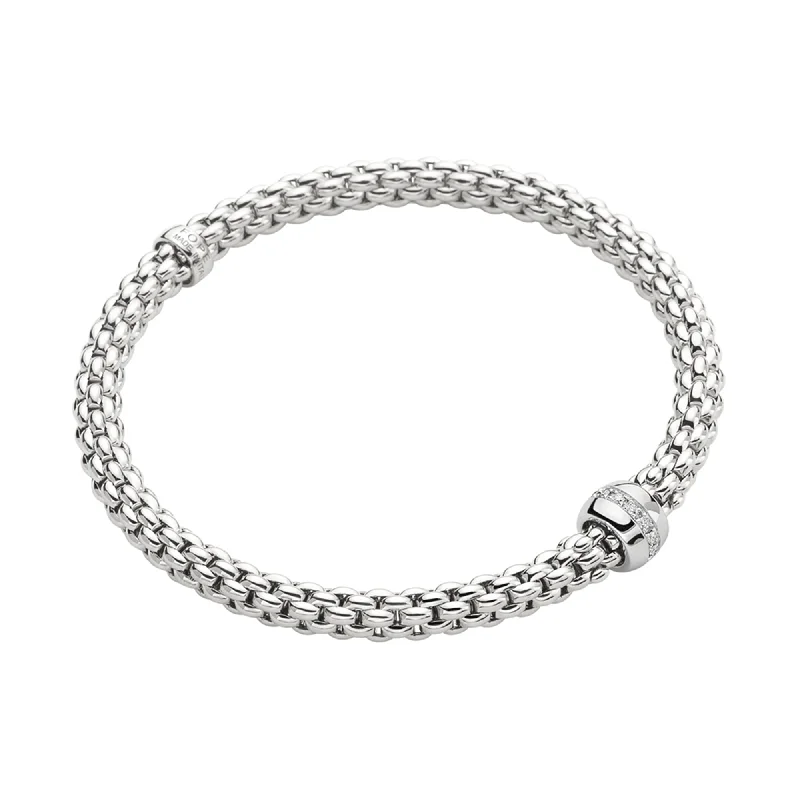 Ladies bracelets collectible jewelry items-Ladies bracelets collectible jewelry items-Solo 18ct White Gold Bracelet With 0.10ct Diamond Set Rondel