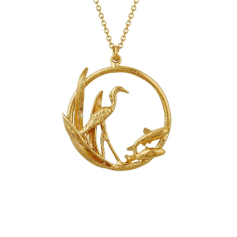 Ladies necklaces moonstone glow designs-Alex Monroe The Heron & The Fish Loop Necklace