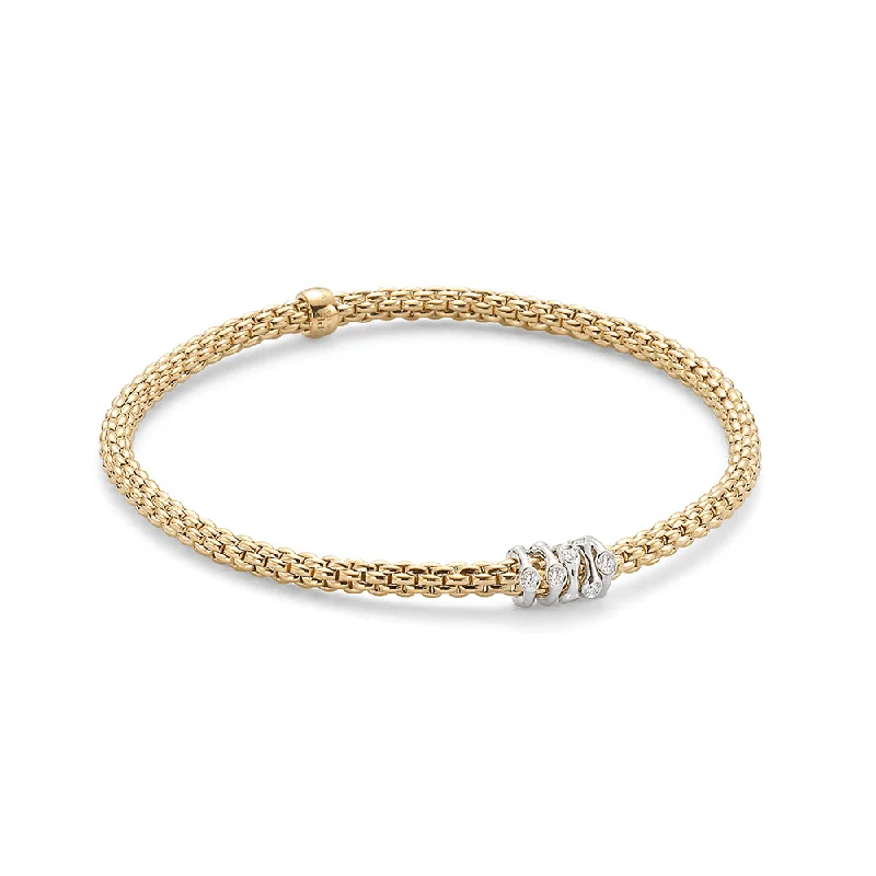 Ladies bracelets low maintenance styles-Ladies bracelets low maintenance styles-FOPE Prima 18ct Yellow Gold Bracelet With Five Diamond Set Rondels