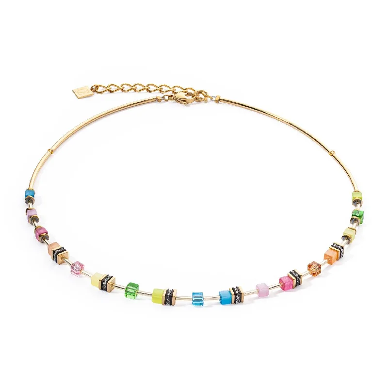 Ladies necklaces rotating gem designs-Coeur De Lion GeoCUBE® Light Mini Rainbow Necklace