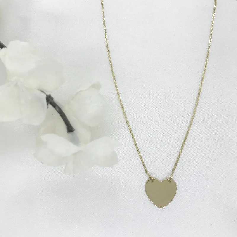 Ladies necklaces 2025 style trends-Engravable - 10k Gold Heart Necklace