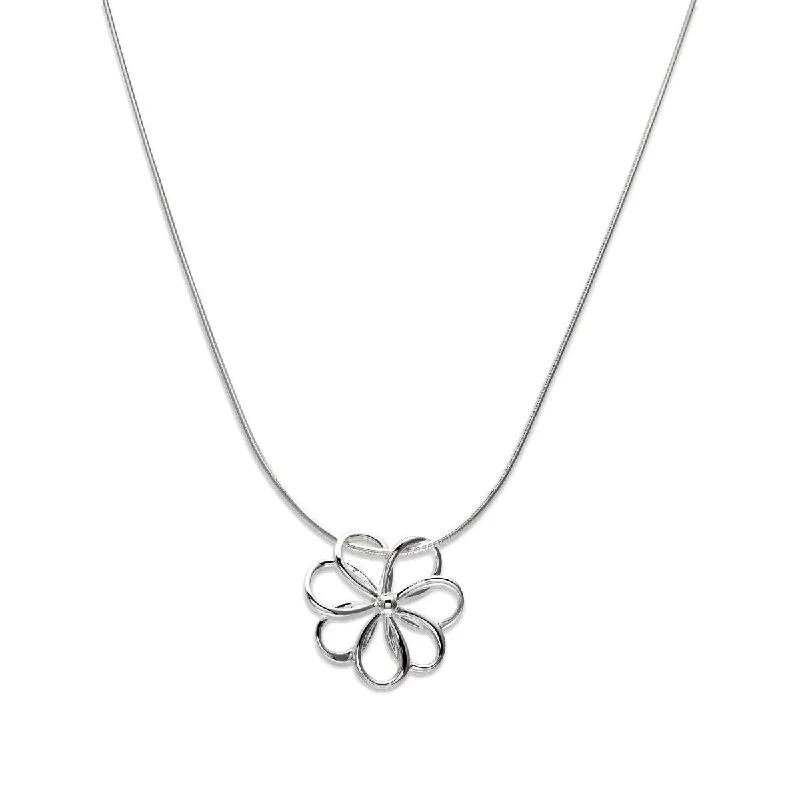 Ladies necklaces surrealist style designs-Unique & Co Silver Flower Outline Necklace