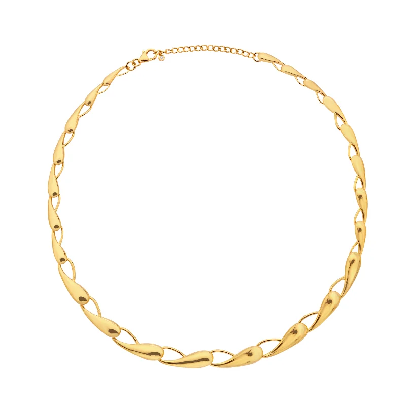 Ladies necklaces Independence Day designs-Hot Diamonds Gold Vermeil Tide Statement Necklace