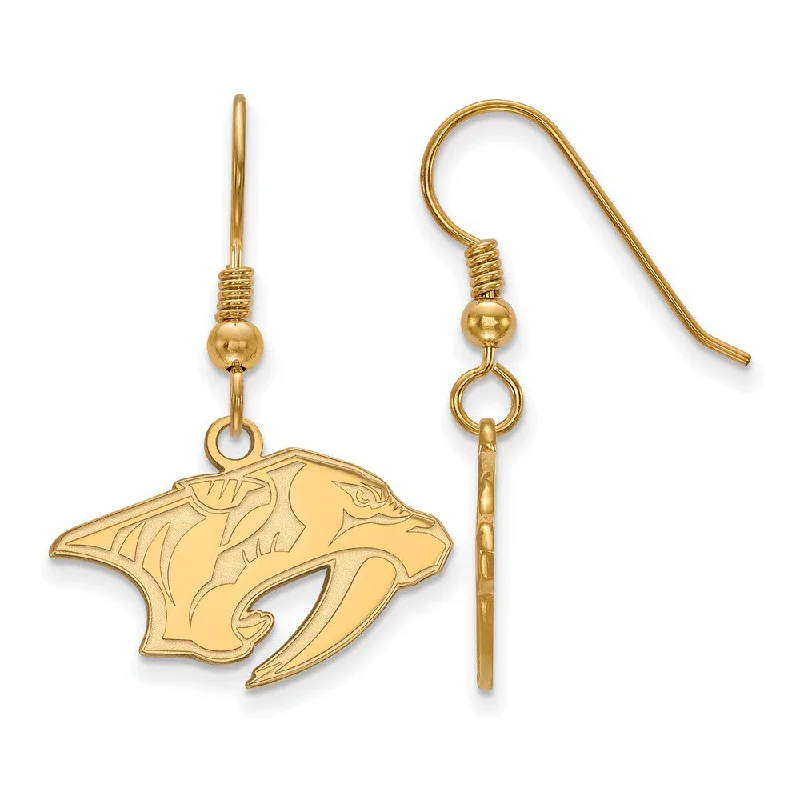 Ladies earrings friendship bond styles-SS 14k Yellow Gold Plated NHL Nashville Predators SM Dangle Earrings