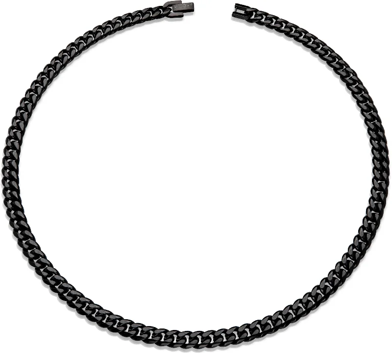 Ladies necklaces romantic era designs-Unique & Co Matte Black Steel Necklace