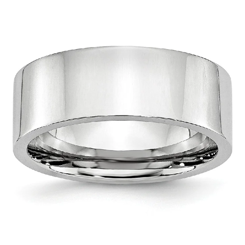 Ladies rings cubist style designs-8mm Cobalt Polished Flat Standard Fit Band