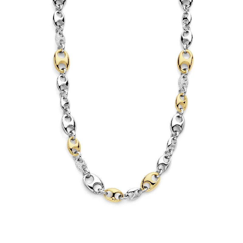 Ladies necklaces heart cut styles-Ti Sento Gold Silver Cubic Zirconia Coffee Bean Necklace