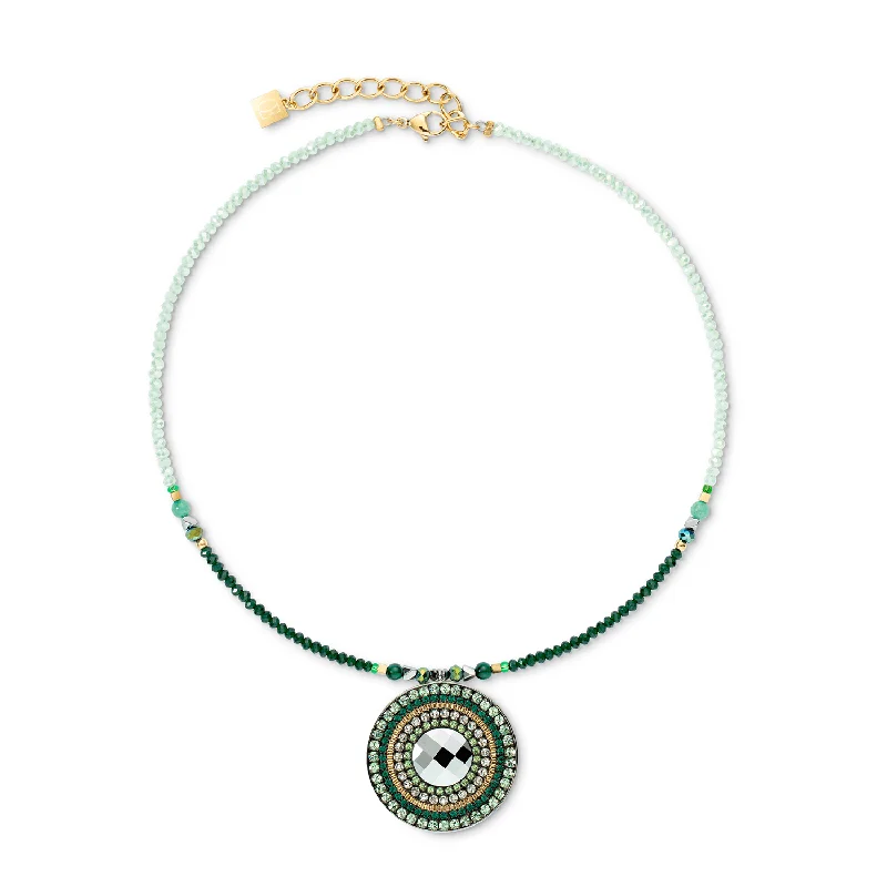 Ladies necklaces dramatic flair necklaces-Coeur De Lion Amulet Gold and Green Necklace