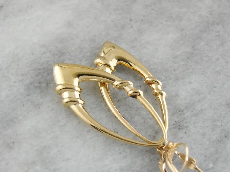 Ladies earrings lightweight stud designs-Vintage Gold Dangle Earrings