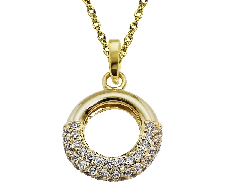 Ladies necklaces contemporary bold styles-Unique & Co Gold Vermeil Cubic Zirconia Pendant Necklace