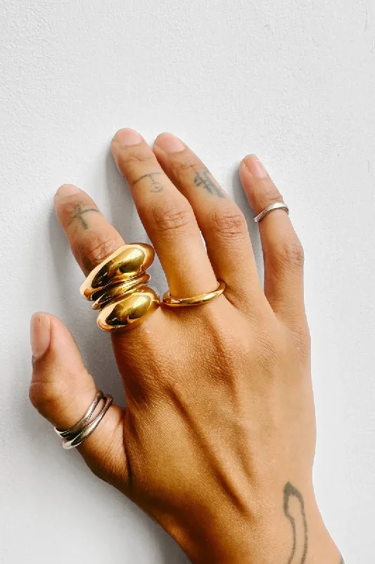 Ladies rings middle finger looks-Jupiter In Scorpio Set |Gold| Ring Set