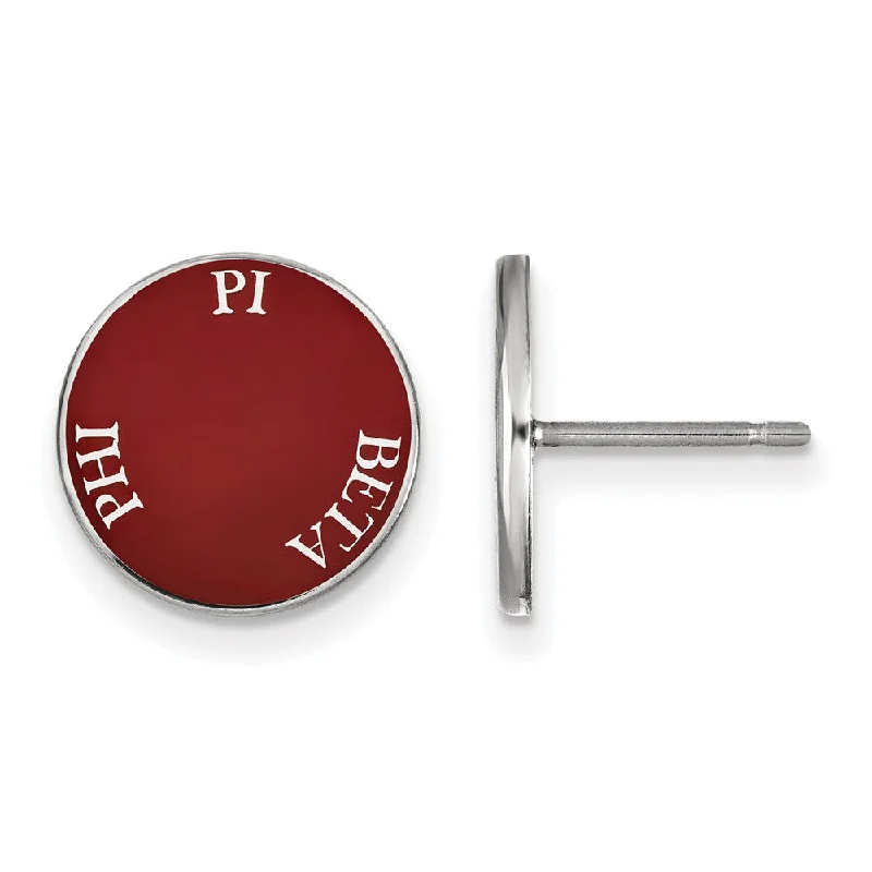 Ladies earrings top jewelry brands-Sterling Silver Pi Beta Phi Enamel Disc Post Earrings