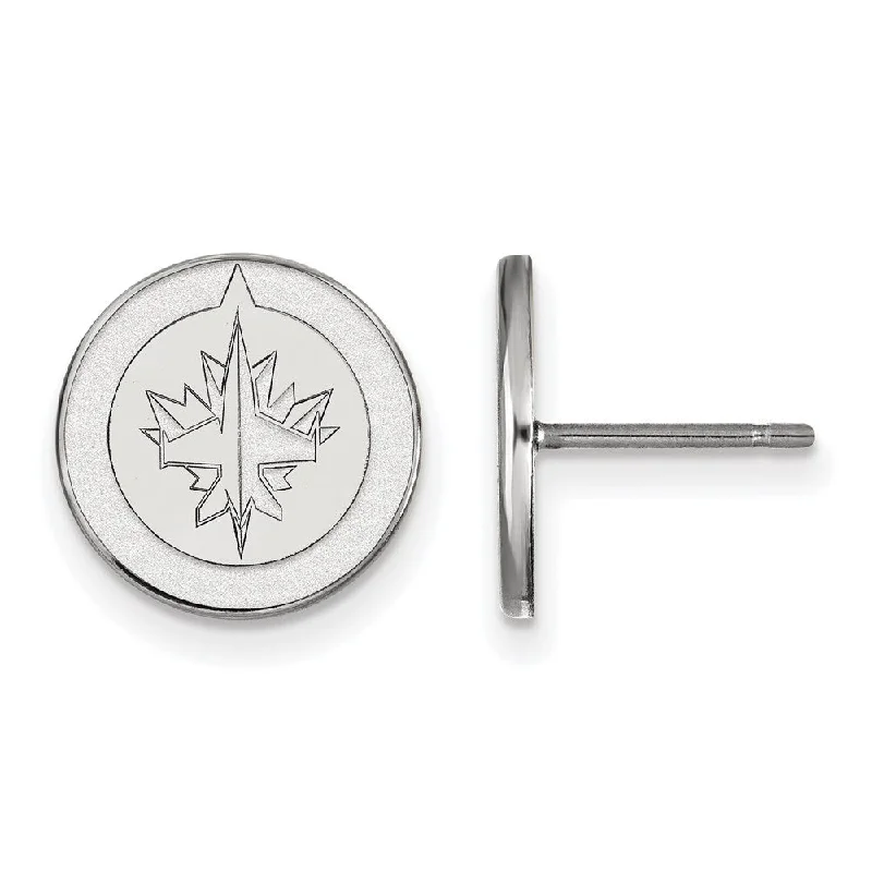 Ladies earrings stainless steel options-Sterling Silver NHL Winnipeg Jets Small Post Earrings