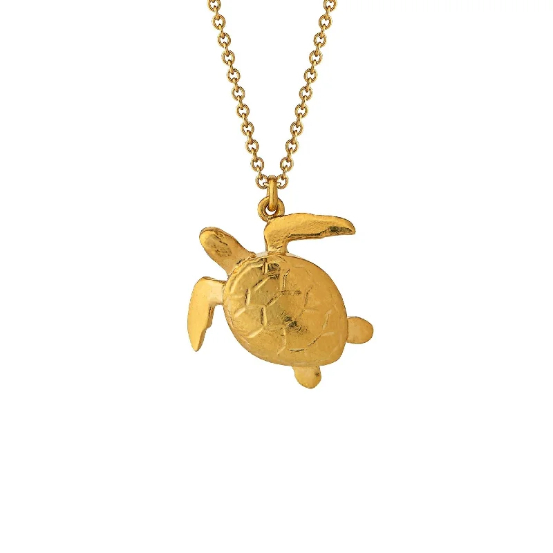 Ladies necklaces cubist style designs-Alex Monroe Sea Turtle Necklace