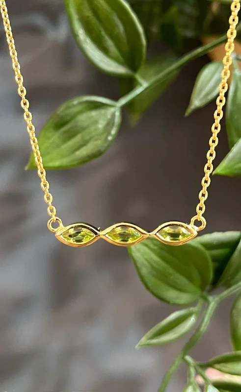 Ladies necklaces custom engraving options-Unique & Co Gold Vermeil Peridot Pendant Necklace