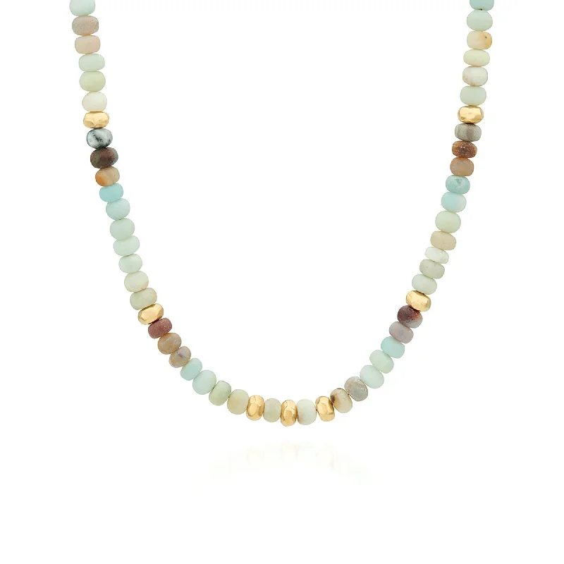 Ladies necklaces topaz vibrant designs-Anna Beck Amazonite and Gold Beaded Necklace