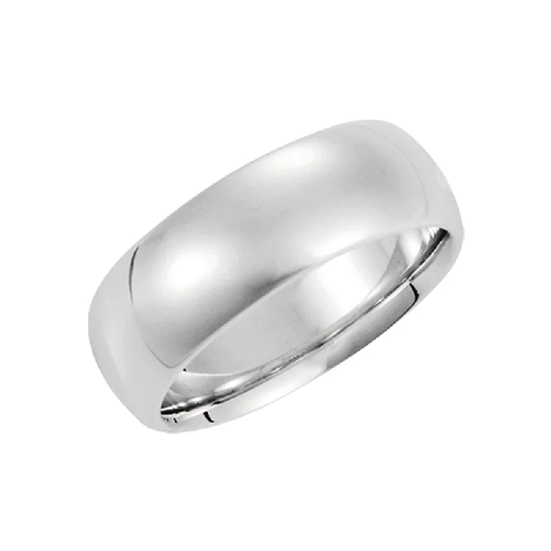 Ladies rings heritage inspired rings-8mm Domed Comfort Fit Wedding Band in 14k White Gold