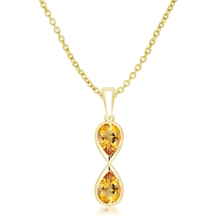 Ladies necklaces nameplate style designs-Unique & Co Gold Vermeil Golden Citrine Pendant Necklace