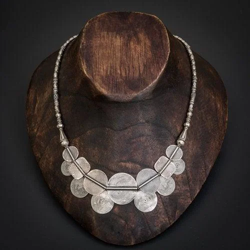 Ladies necklaces nameplate style designs-Sterling Silver Maroc Disc Necklace