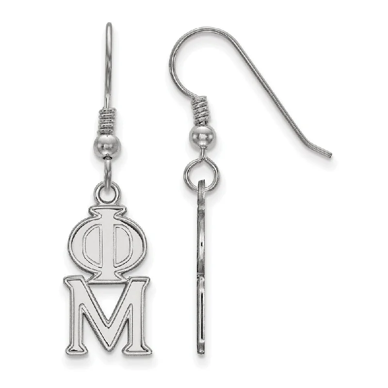 Ladies earrings seasonal collection styles-Sterling Silver Phi Mu Dangle Medium Earrings