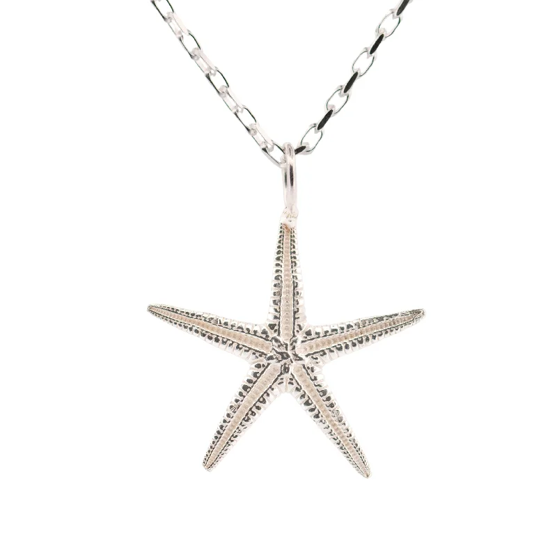 Ladies necklaces moon phase designs-Dainty London Maxi Silver Starfish Necklace