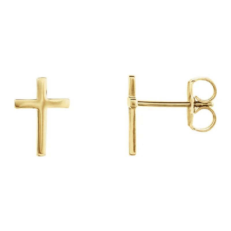 Ladies earrings Celtic knot earrings-7 x 10mm (1/4 x 3/8 Inch) 14k Yellow Gold Small Cross Stud Earrings