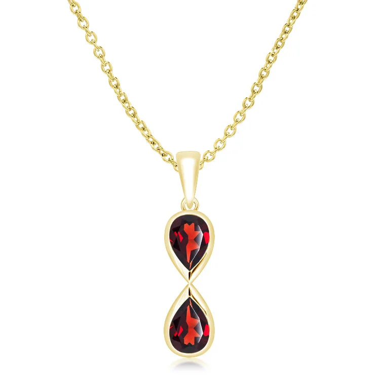 Ladies necklaces commitment charm styles-Unique & Co Gold Vermeil Garnet Pendant Necklace