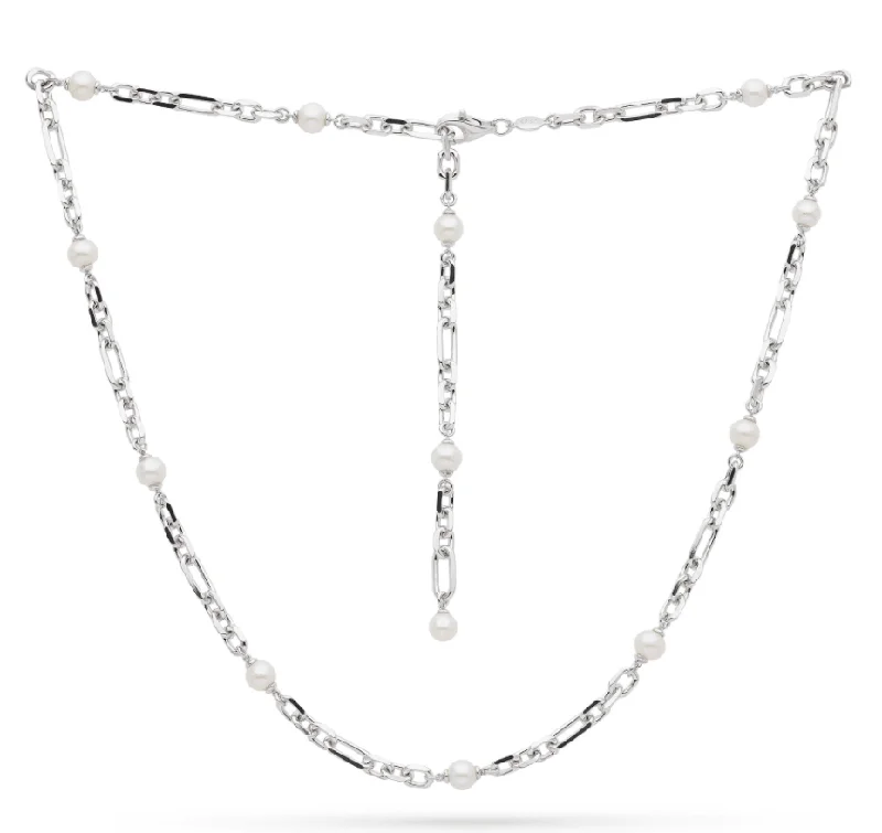 Ladies necklaces sapphire stone pendants-Kit Heath Revival Astoria Figaro Pearl Chain Link Multi Wear Station Necklace