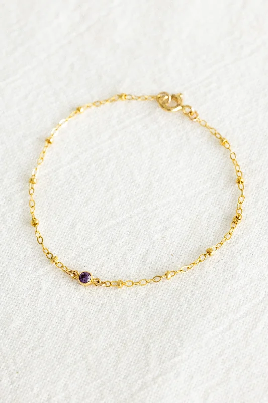 Ladies bracelets synthetic jewel options-Ladies bracelets synthetic jewel options-CZ Amethyst In-Line Beam Bracelet