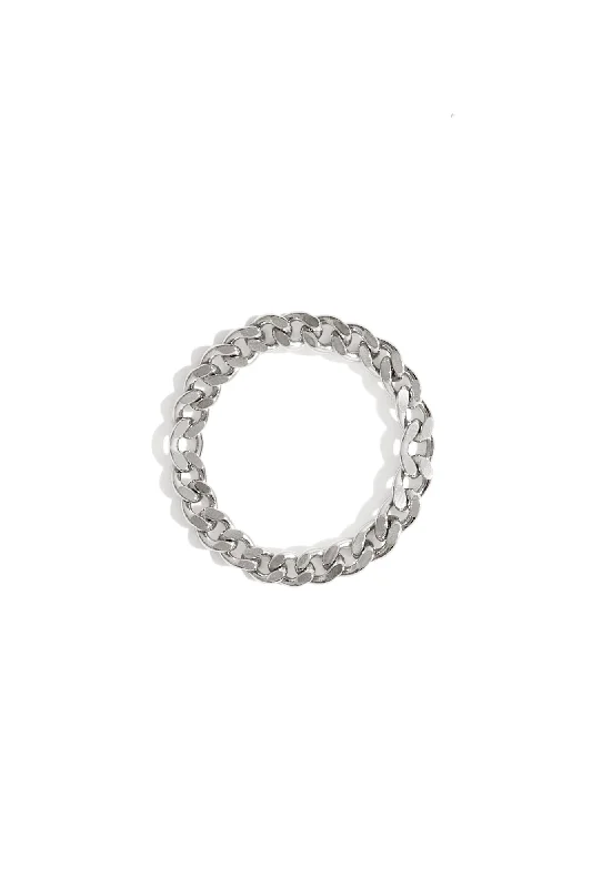 Ladies rings physical store locations-Delicate Curb Chain Ring in Silver