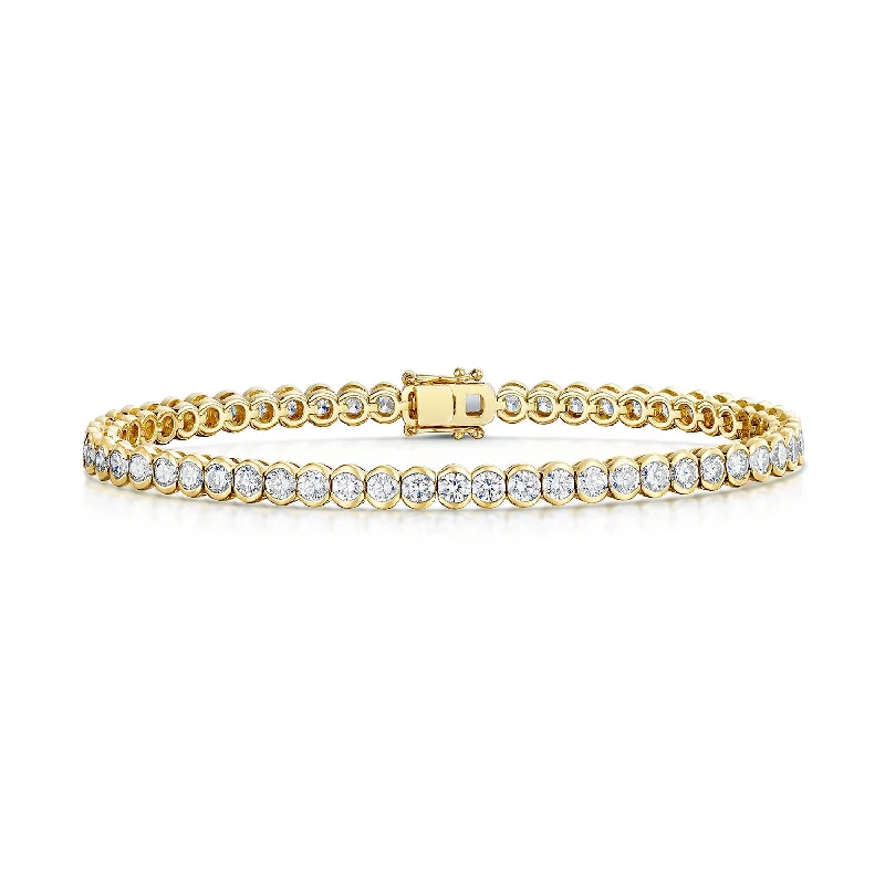 Ladies bracelets cuff statement pieces-Ladies bracelets cuff statement pieces-18ct Yellow Gold Round Brilliant Cut Diamond 6.00ct Tennis Bracelet