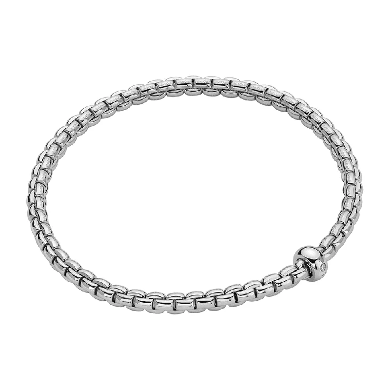 Ladies bracelets engagement gift ideas-Ladies bracelets engagement gift ideas-Eka 18ct White Gold Single Diamond Set Bracelet