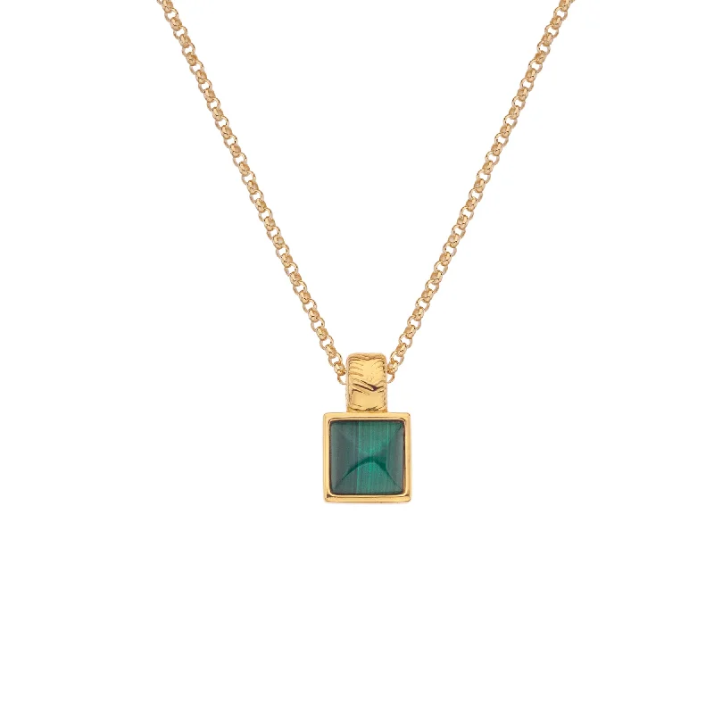 Ladies necklaces limited run designs-Hot Diamonds Gold Vermeil Malachite Pendant Necklace