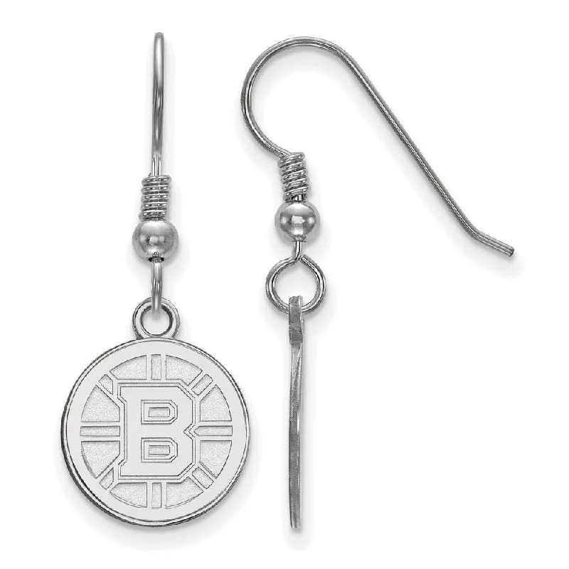 Ladies earrings pride-inspired earrings-Sterling Silver NHL Boston Bruins Small Dangle Earrings